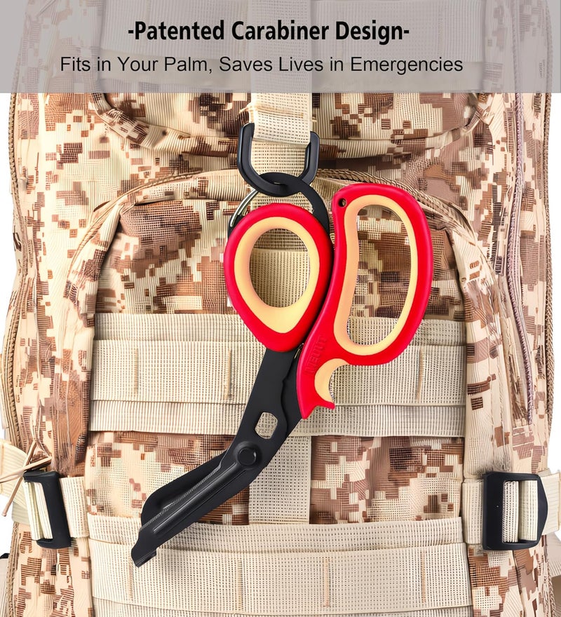 MEUUT 2 Pack Medical Scissors Trauma Shears with Carabiner design for left and right hand, 7.5" Fluoride Coated Non-stick Blades Bandage Scissor for Nurses, EMT, Household, outdoors - Image 3